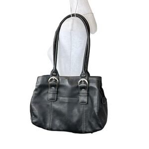 Tignanello Classic Leather Shoulder Bag Purse Black